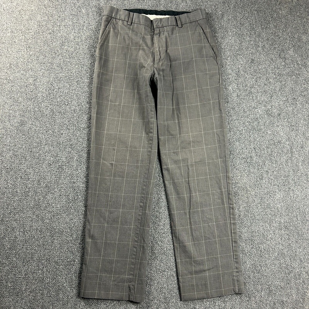 Banana Republic Pants Mens 31/32 Gray Glen Check Modern‎ Fit Slacks 100% Cotton